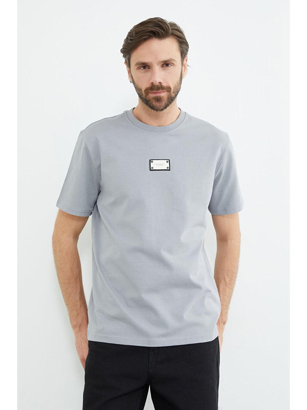 Gri Armalı Bisiklet Yaka Tişört-4