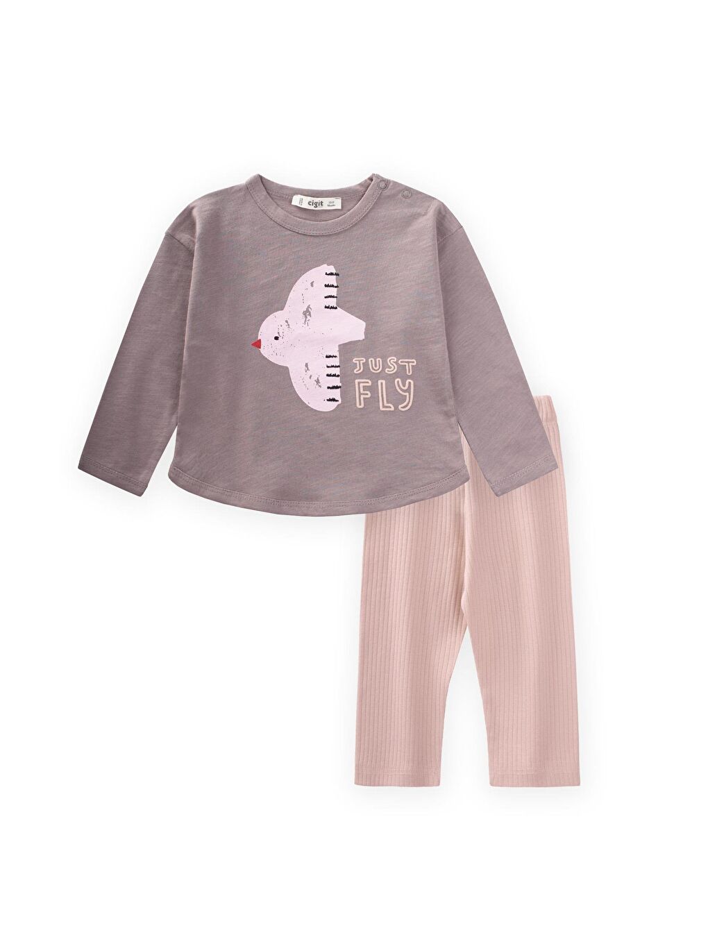 Turuncu Uzun Kollu Baskılı T-Shırt Takım 1-5 Yaş Bakır