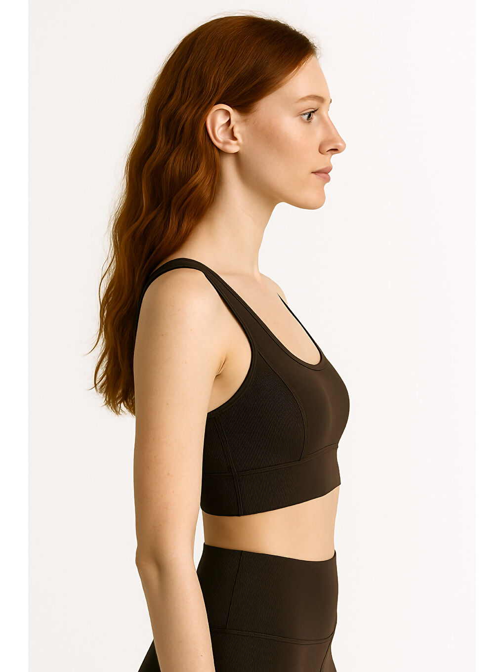 Kahverengi Kalın Askılı Toparlayıcı Ripli Spor Büstiyer-1