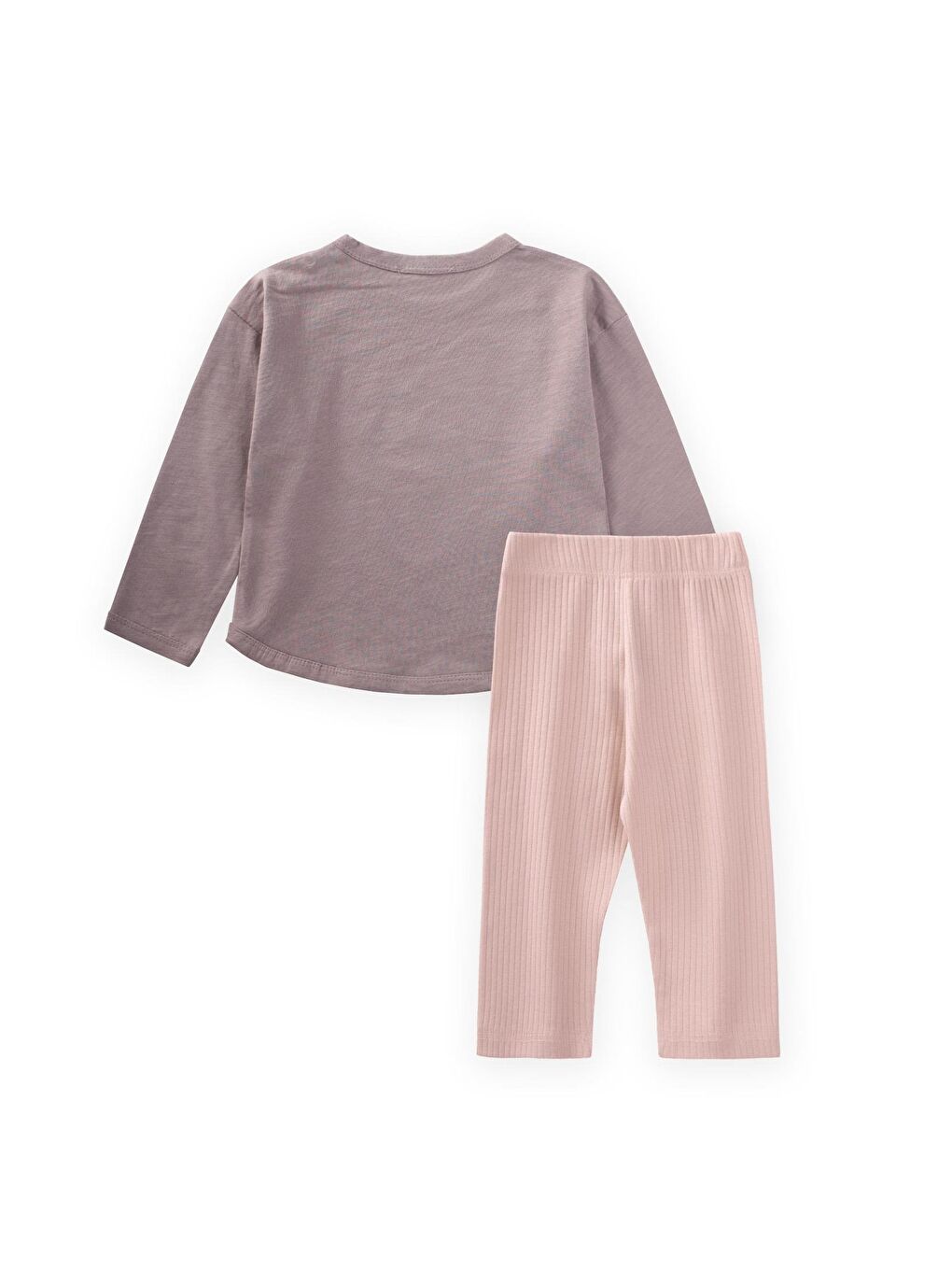 Turuncu Uzun Kollu Baskılı T-Shırt Takım 1-5 Yaş Bakır-1