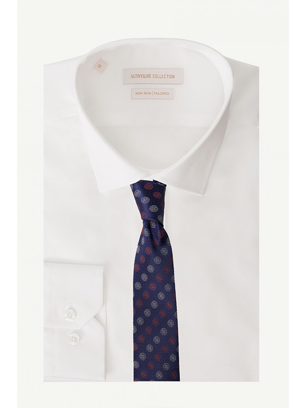 Erkek Lacivert-Turuncu Desenli Klasik Nano Kravat-2