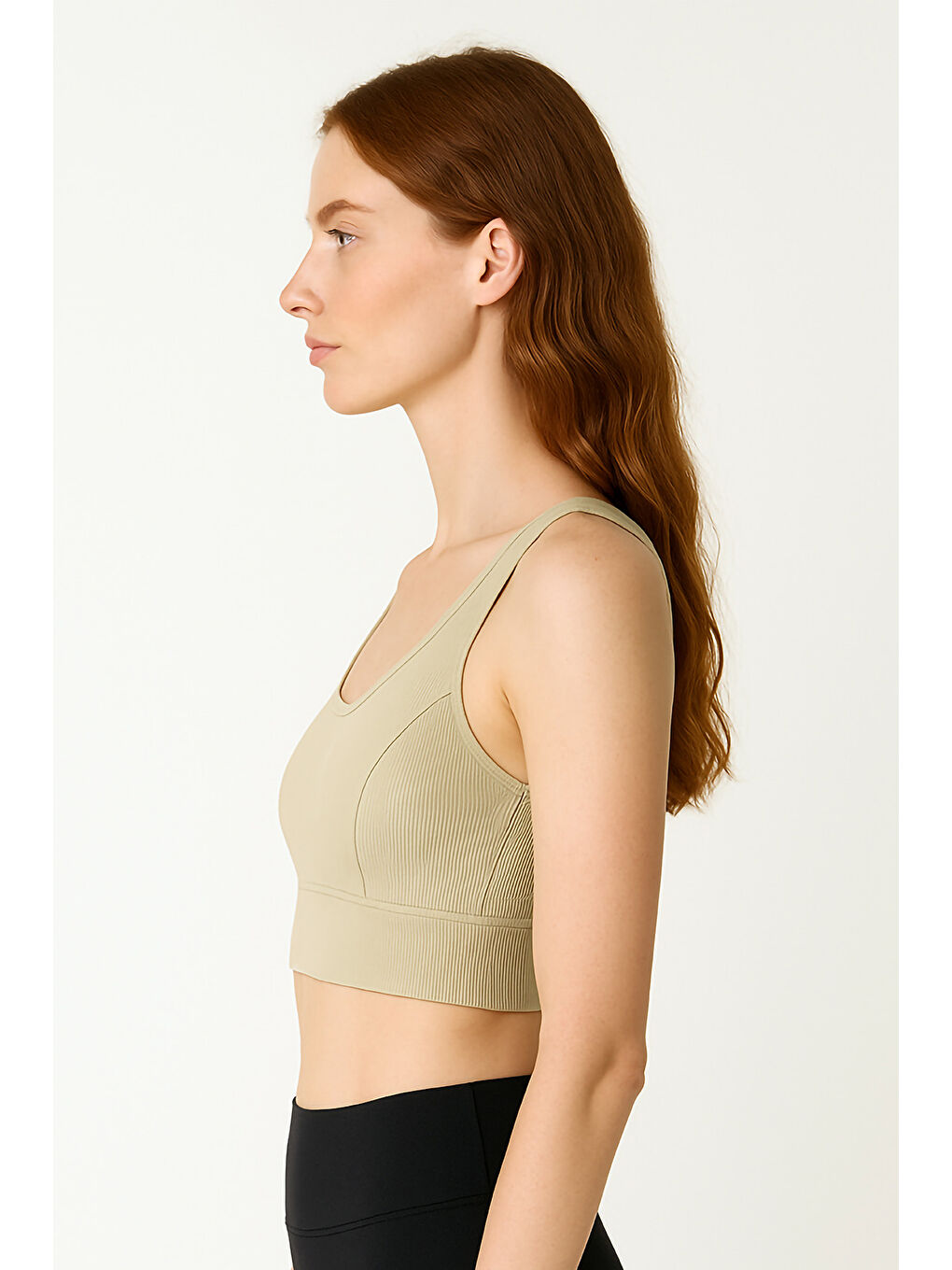 Bej Kalın Askılı Toparlayıcı Ripli Spor Büstiyer-1