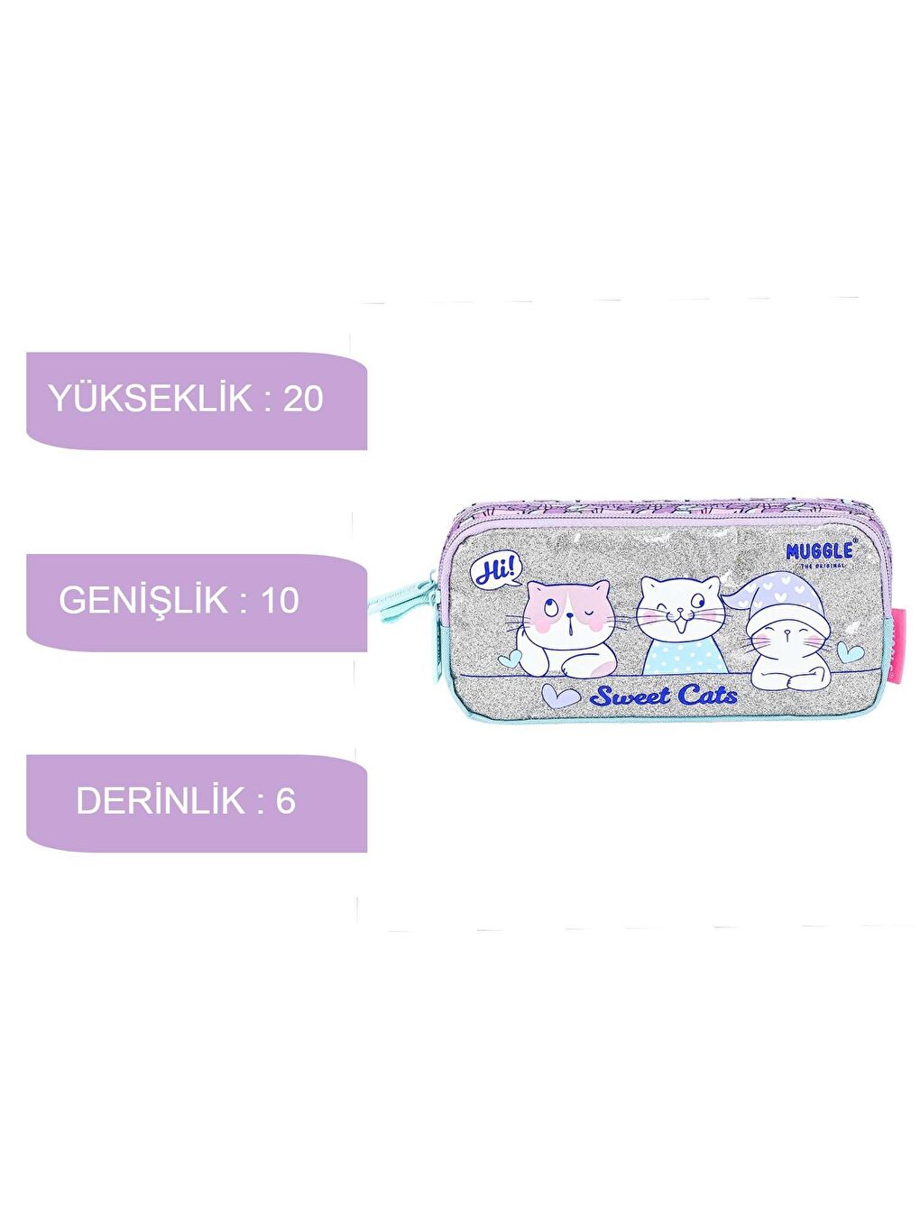 3 Bölmeli Sweet Cats Okul Sırt Çantası + Kalemlik-5
