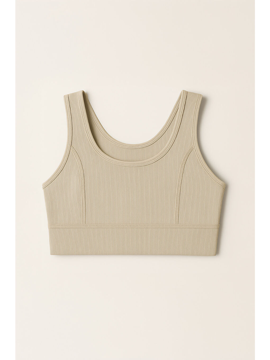 Bej Kalın Askılı Toparlayıcı Ripli Spor Büstiyer-2