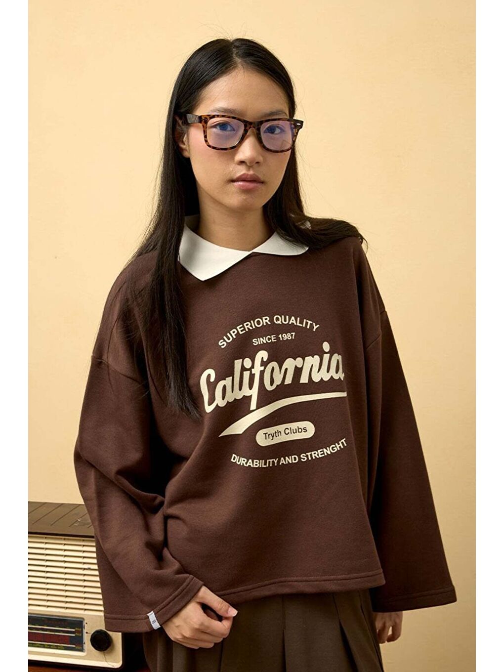 Kahverengi Çikolata California Baskılı 3 İplik