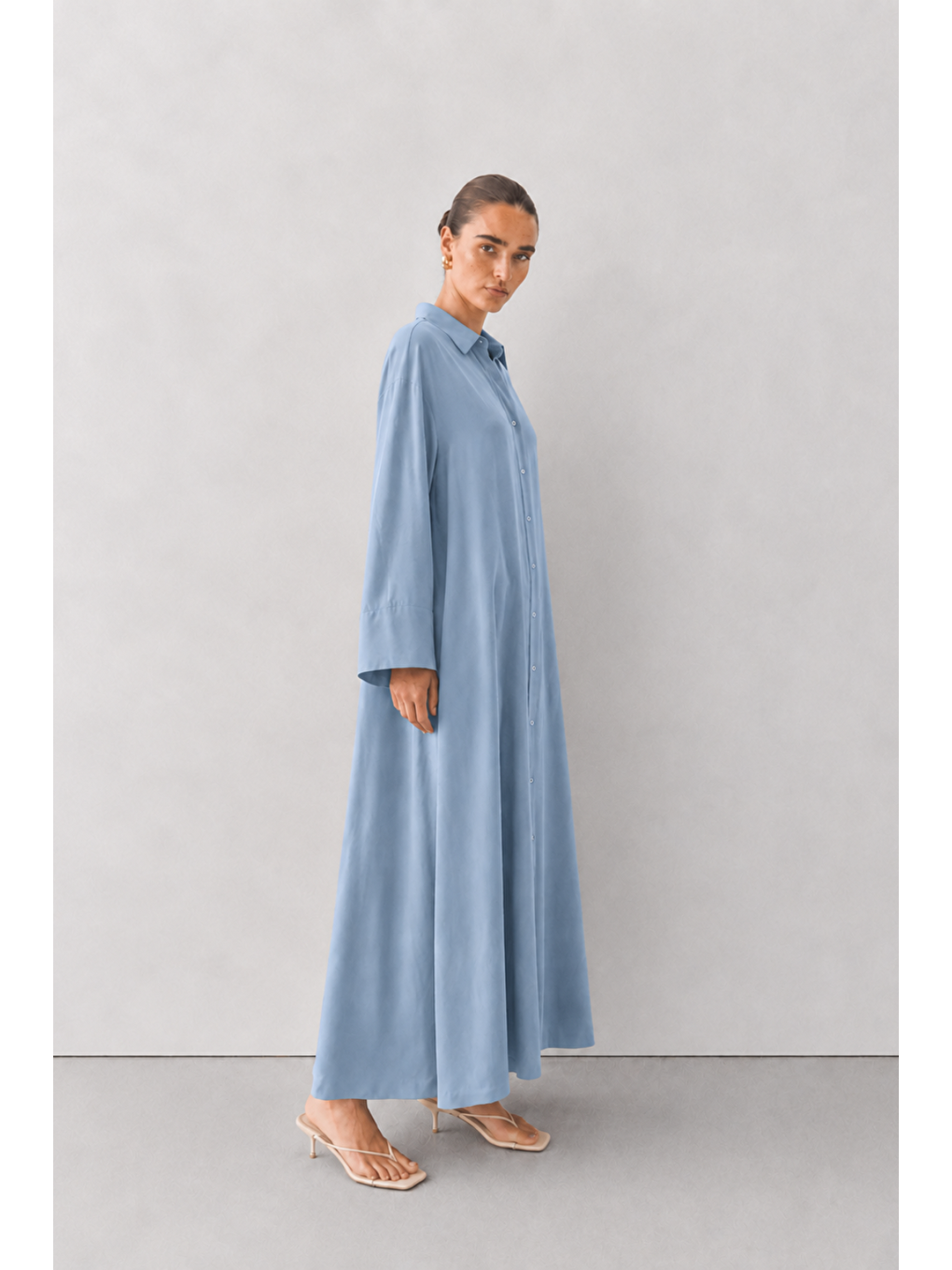 Elia | A Pile Poplin Elbise Soft Mavi-2