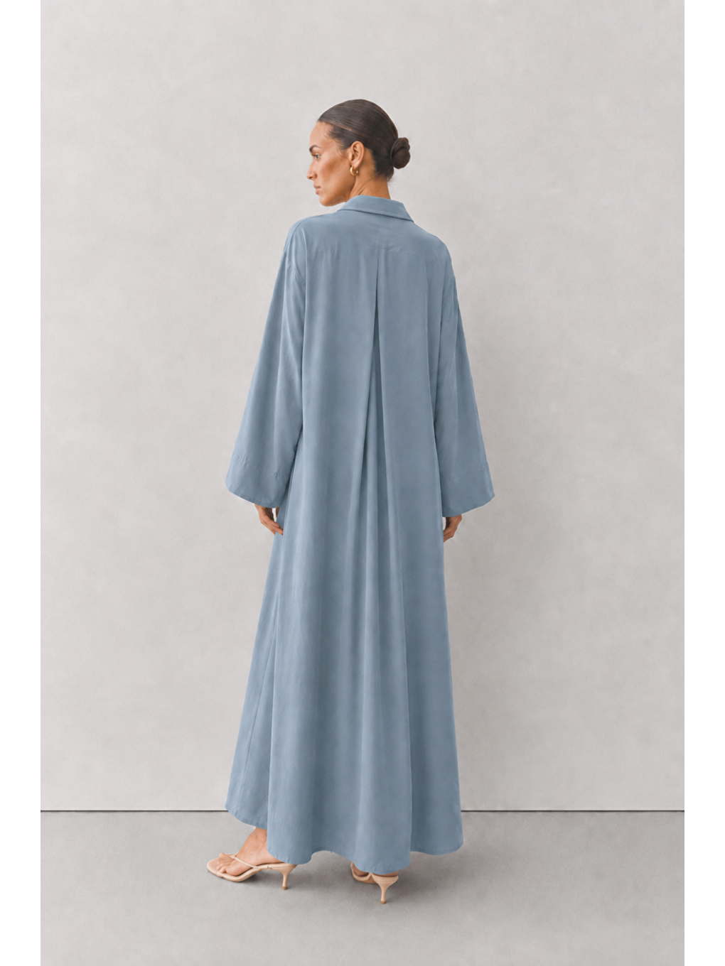 Elia | A Pile Poplin Elbise Soft Mavi-3