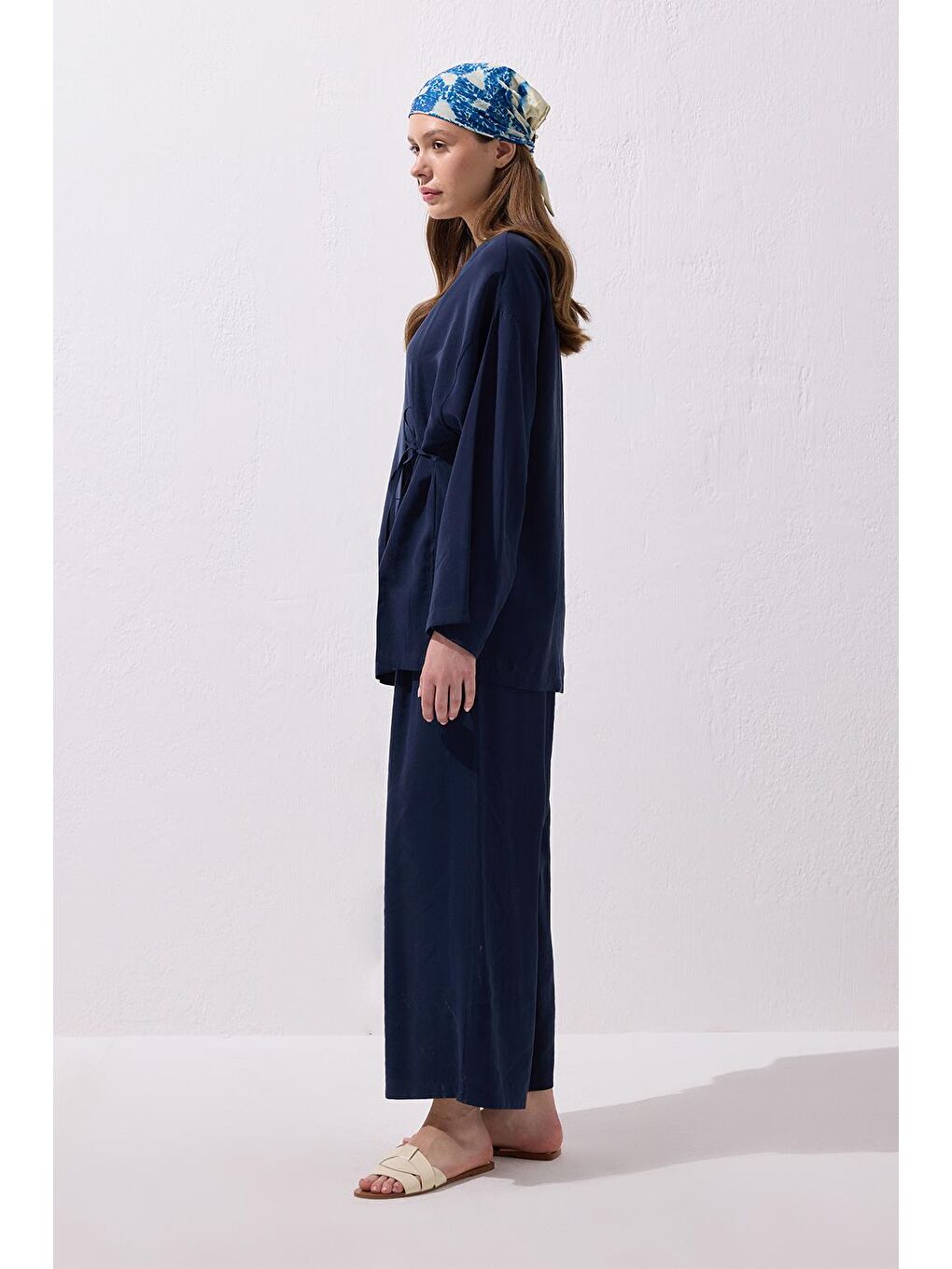 Anvelop Modal Gömlek Pantolon Takım Lacivert-3