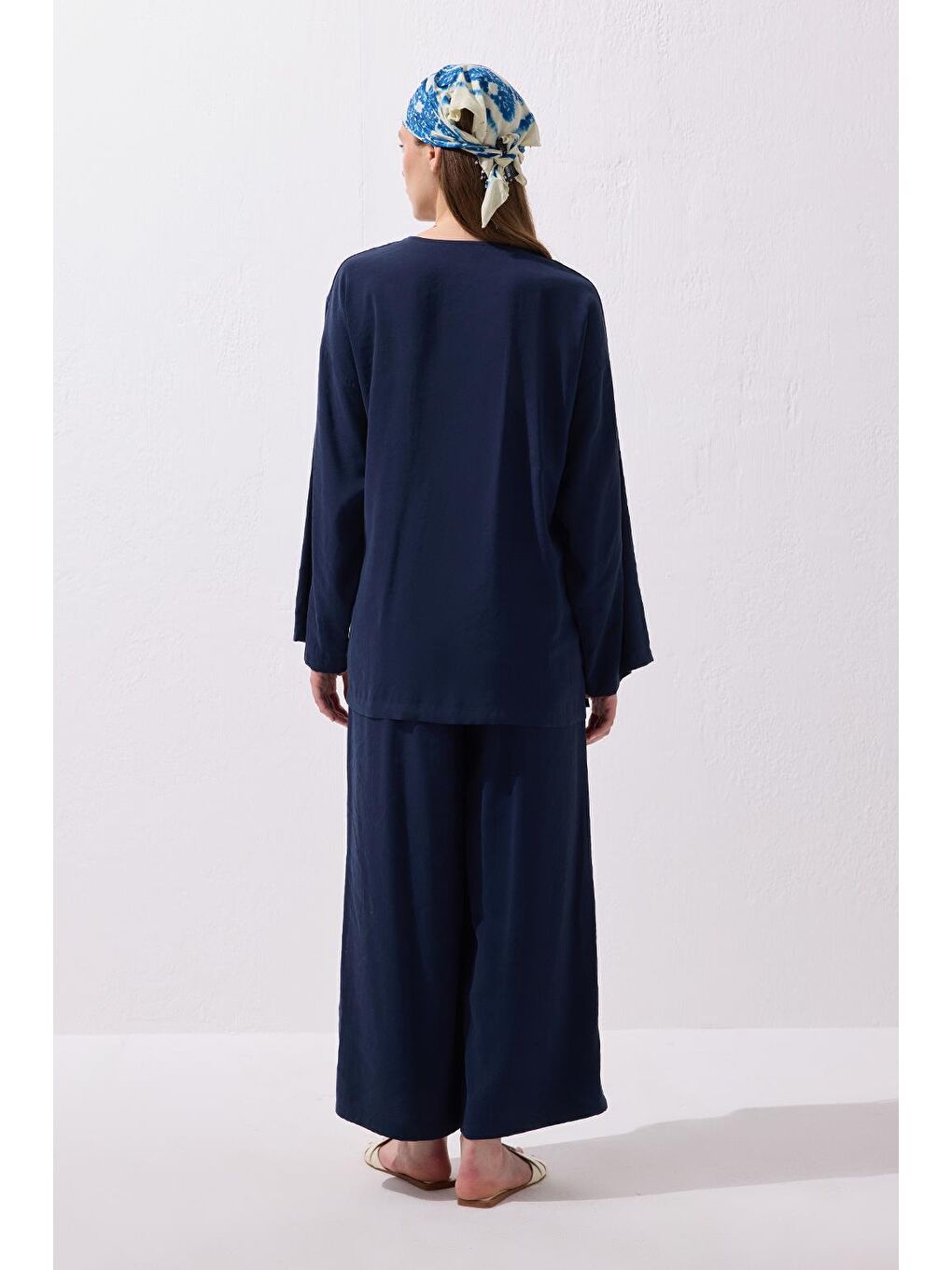 Anvelop Modal Gömlek Pantolon Takım Lacivert-4