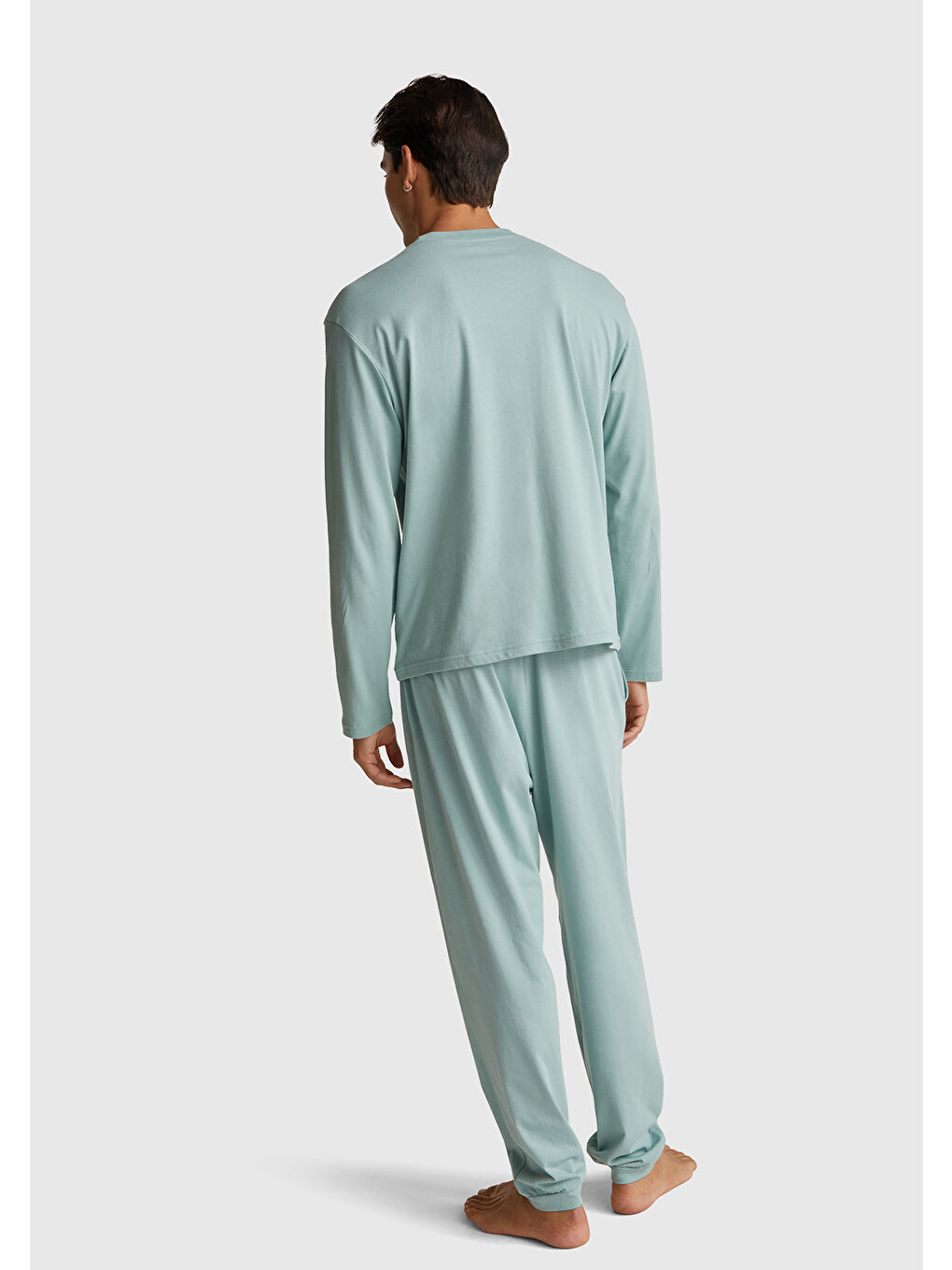 Erkek Açık Yeşil %100 Pamuk Disney Baskılı Uzun Kollu T-Shirt-2