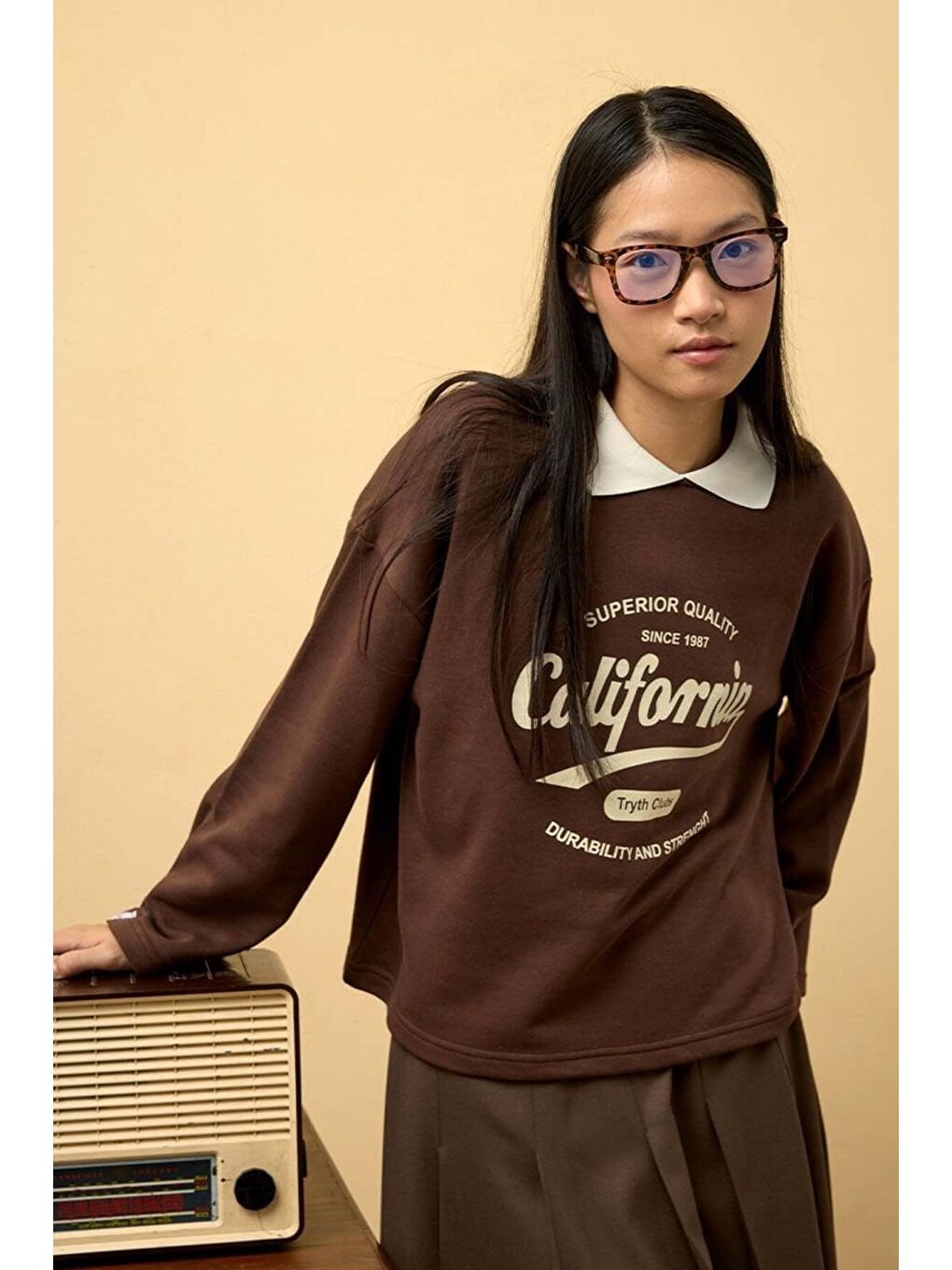 Kahverengi Çikolata California Baskılı 3 İplik-1