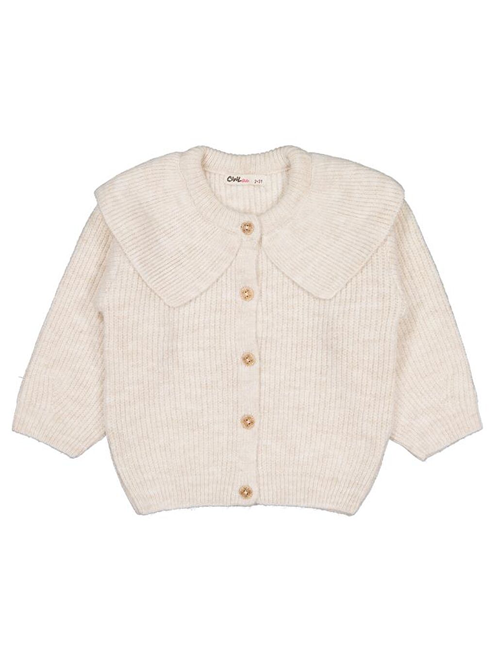 Girls Yakalı 2-5 Yaş Hırka - Bej 2-3 Yaş