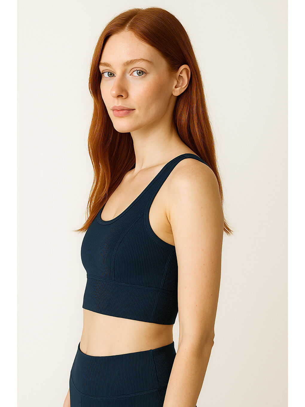 Lacivert Kalın Askılı Toparlayıcı Ripli Spor Büstiyer-1