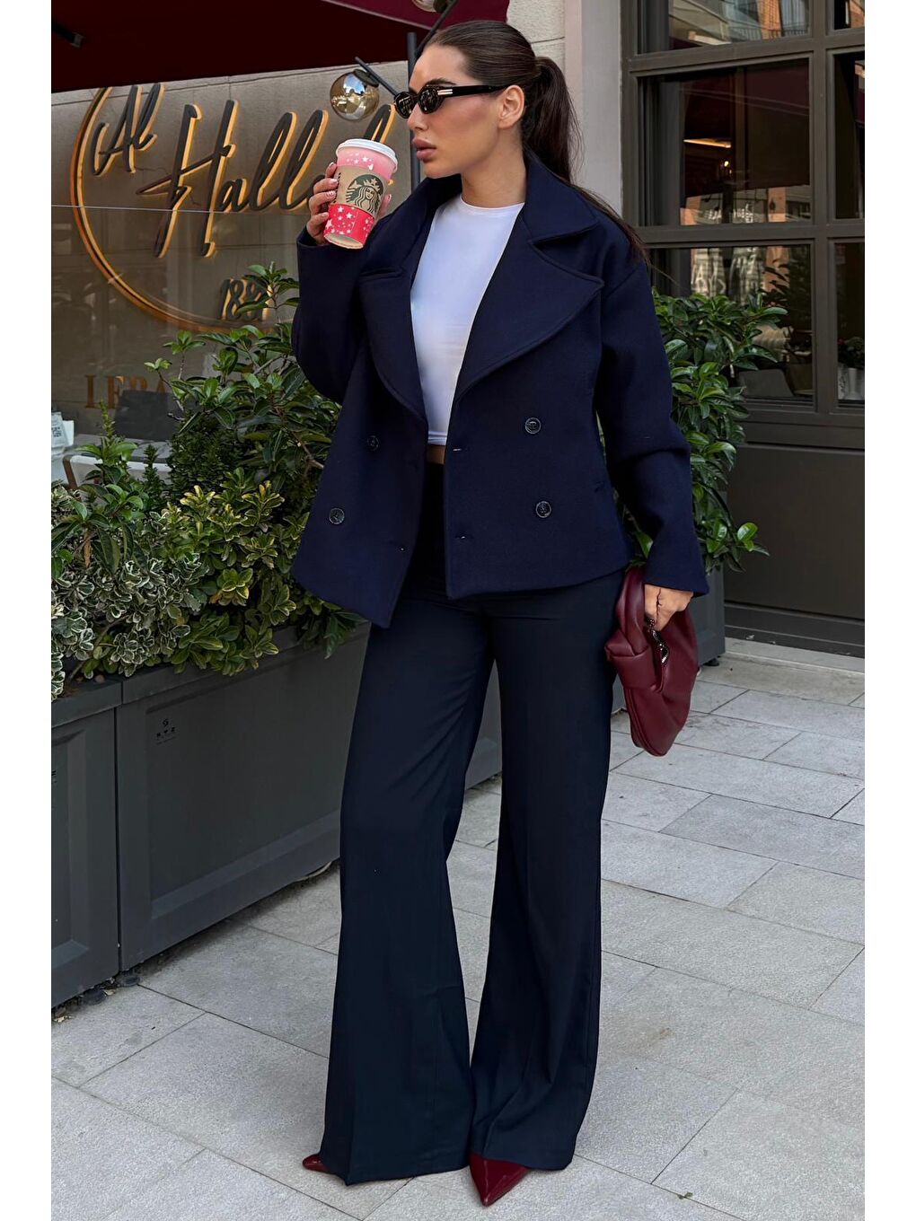 Lacivert Kısa Kaşe Kadın Kaban Mg2544-6