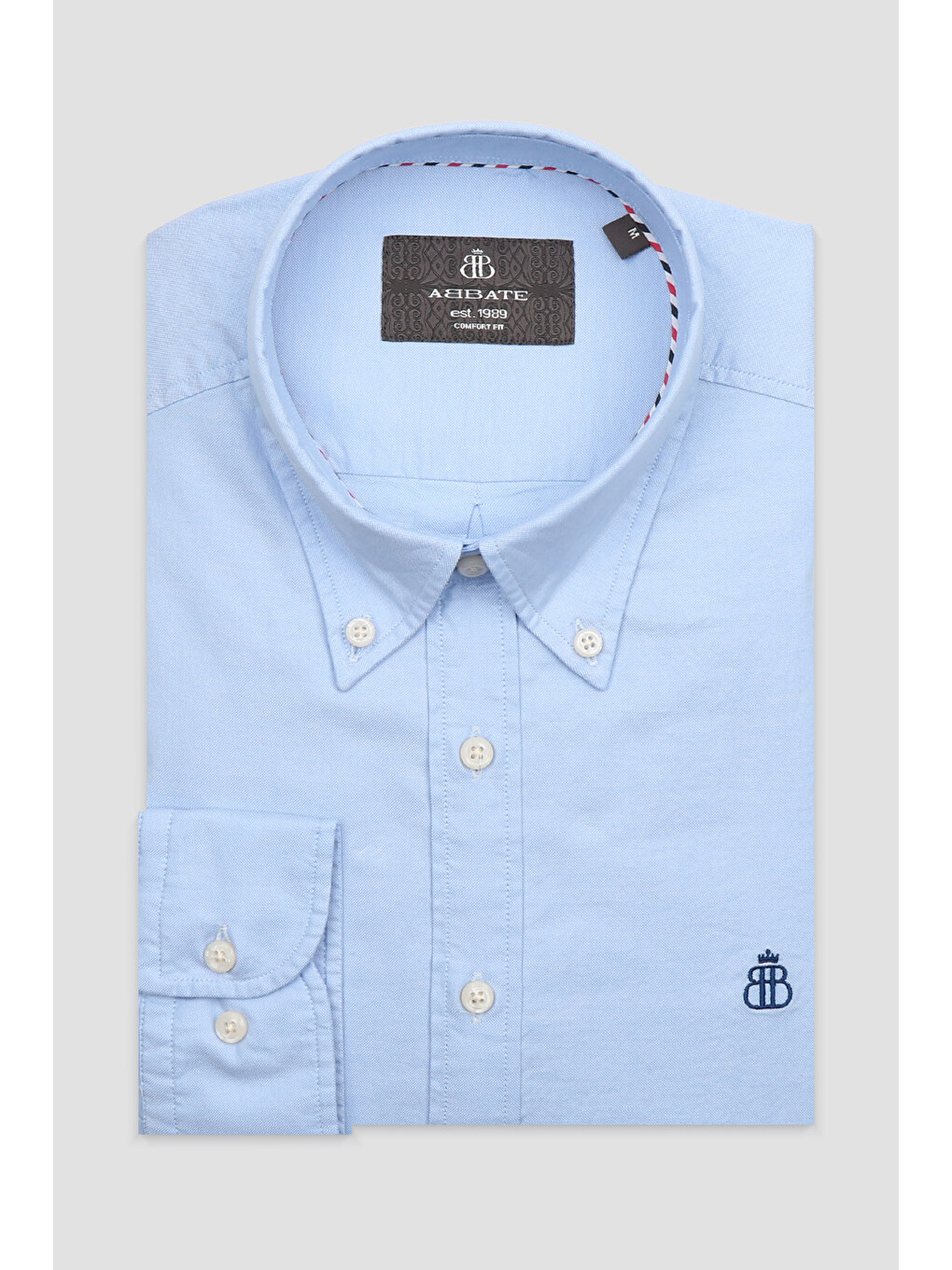 Luca Oxford Stretch Pamuk Karışımlı Comfort Fit Mavi Düğmeli Yaka Erkek Düz Gömlek-2