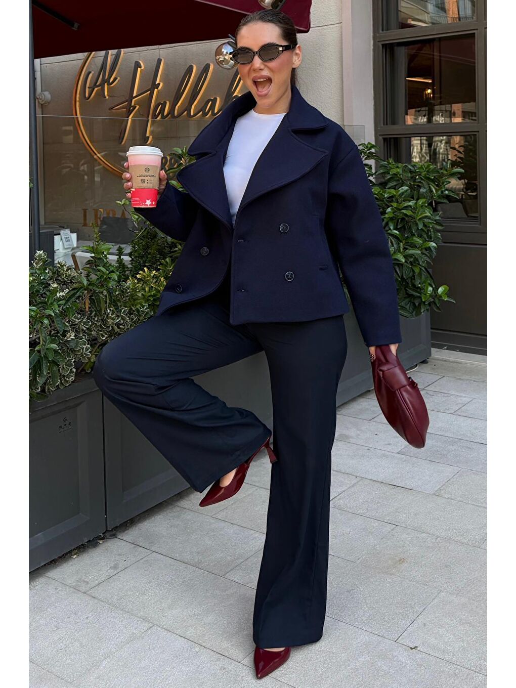 Lacivert Kısa Kaşe Kadın Kaban Mg2544-10