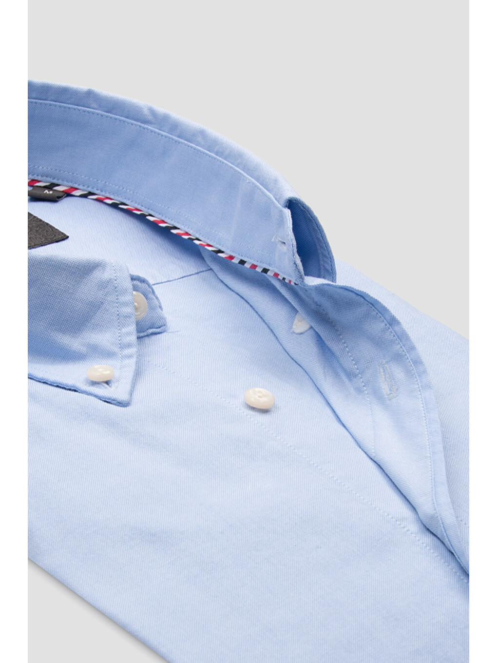 Luca Oxford Stretch Pamuk Karışımlı Comfort Fit Mavi Düğmeli Yaka Erkek Düz Gömlek-3