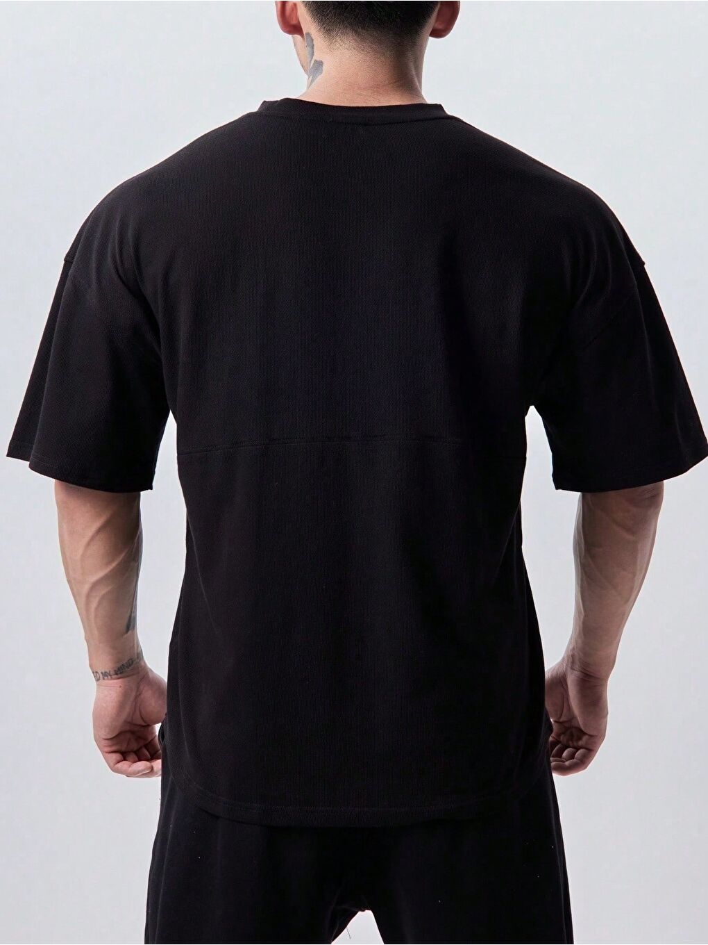 Siyah Genius Erkek Spor Tişört Oversize Fitness & Gym Antrenman Tişörtü-4
