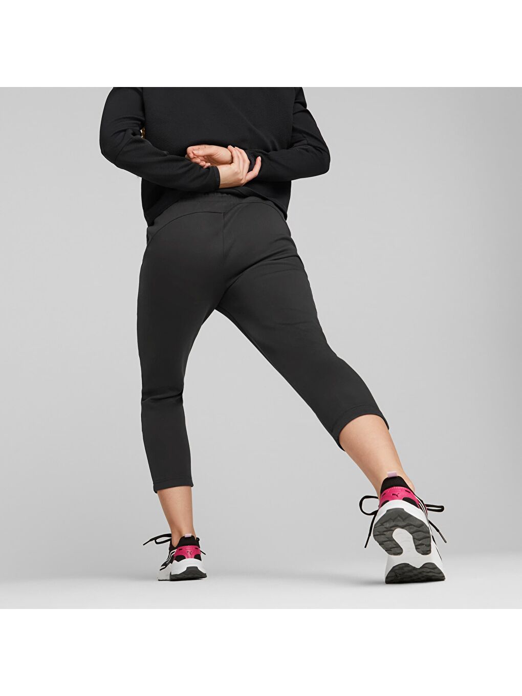 Siyah EVOSTRIPE Yüksek Bel Kadın Eşofman Altı-1