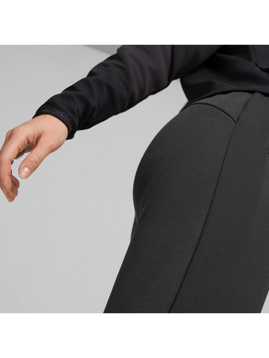 Siyah EVOSTRIPE Yüksek Bel Kadın Eşofman Altı-2