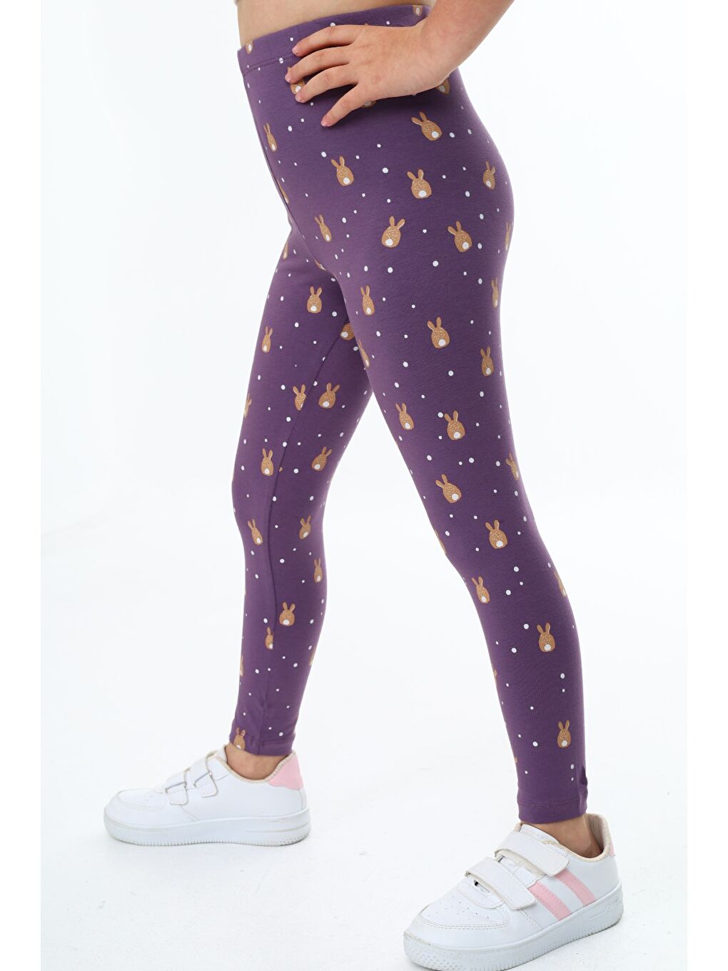 Mor Kız Çocuk Baskılı Tayt-2
