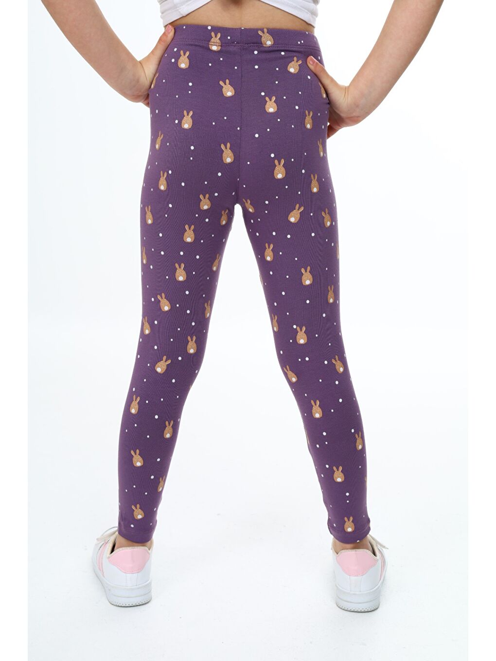 Mor Kız Çocuk Baskılı Tayt-3