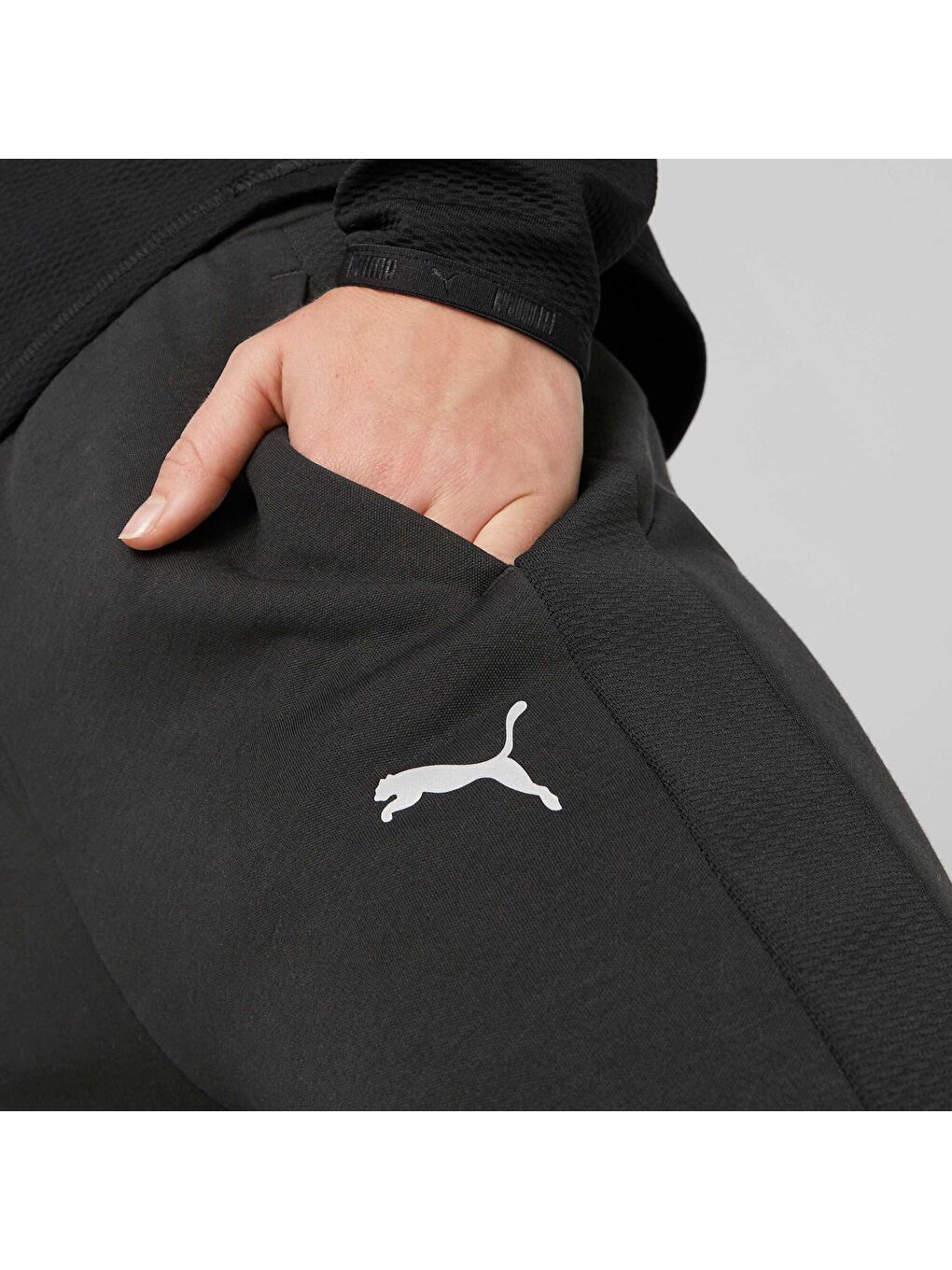 Siyah EVOSTRIPE Yüksek Bel Kadın Eşofman Altı-3