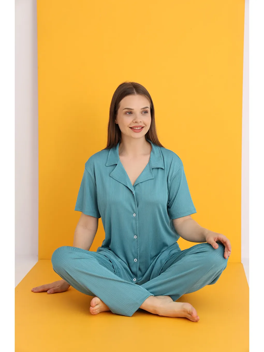 Yeşil PEGASUS DÜĞMELİ PİJAMA TAKIMI 7013-8