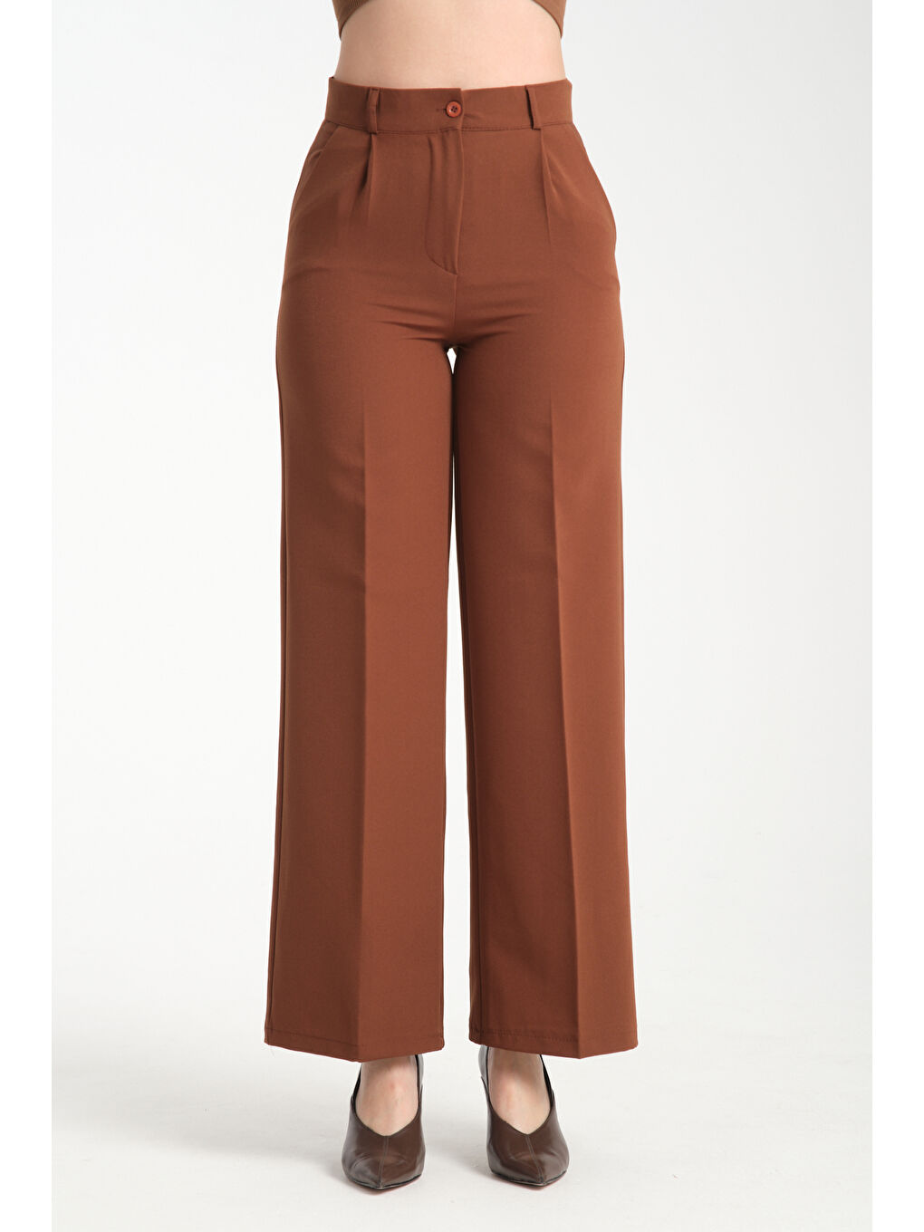 Kahverengi Kadın Plazzo Kumaş Pantolon 2985