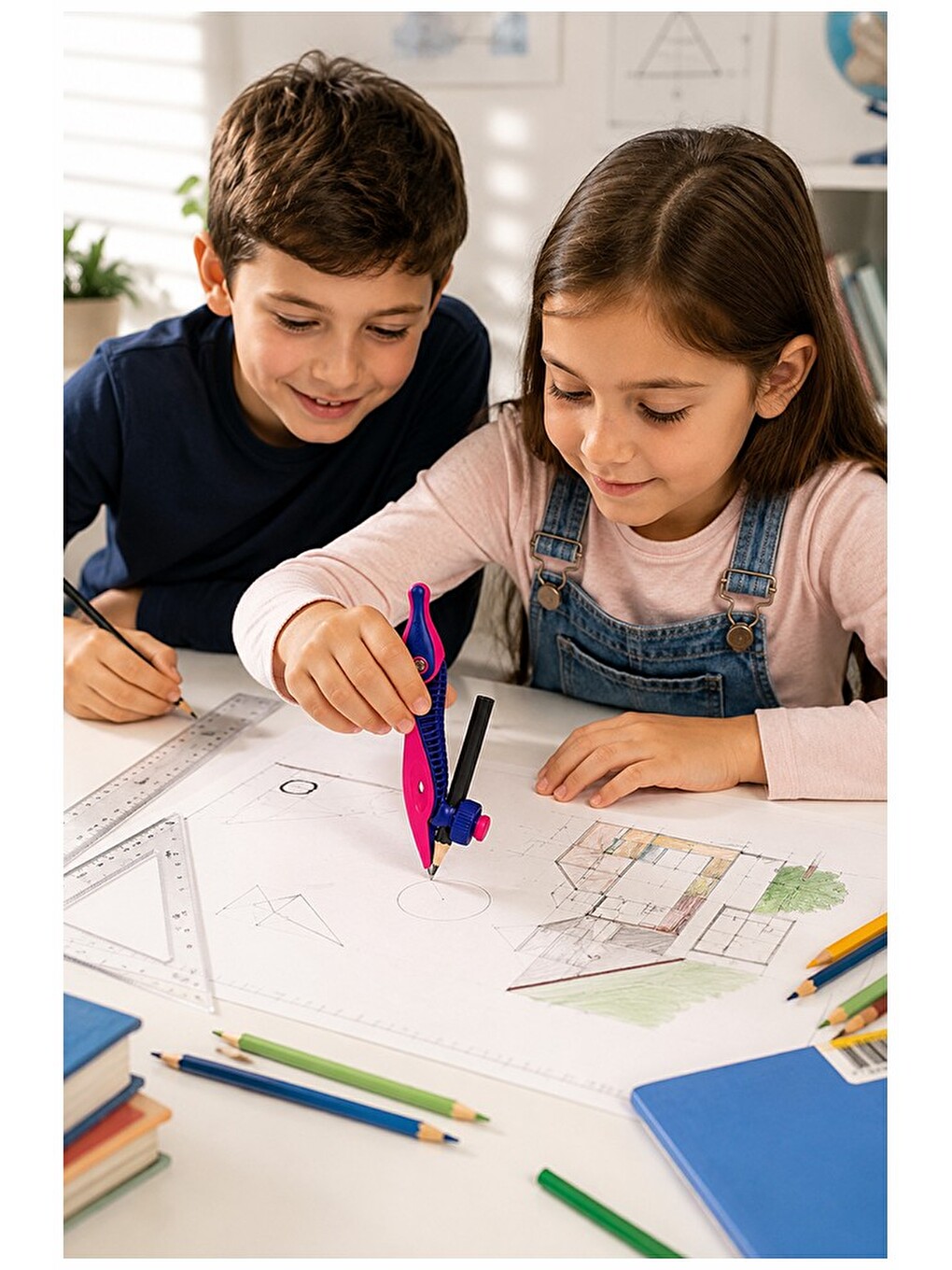 Sarı Plastik Pergel Kurşun Kalemli 1 Adet Kidz 191611 Pergel Matematik Geometri Mimari Proje T-2
