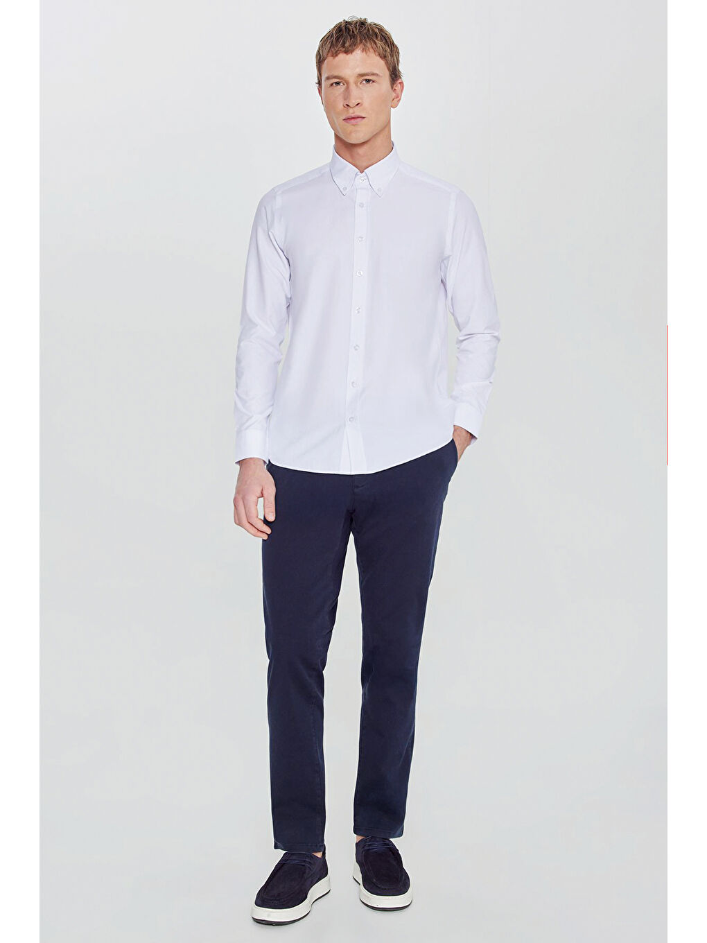 Erkek Beyaz Pamuklu Slim Fit Dar Kesim Gant Yaka Poplin Gömlek-1