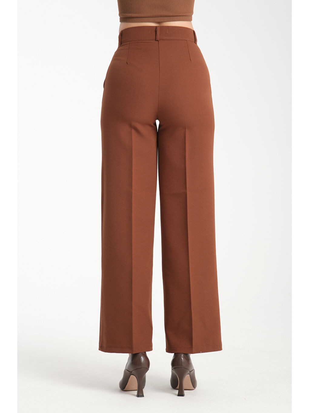 Kahverengi Kadın Plazzo Kumaş Pantolon 2985-3
