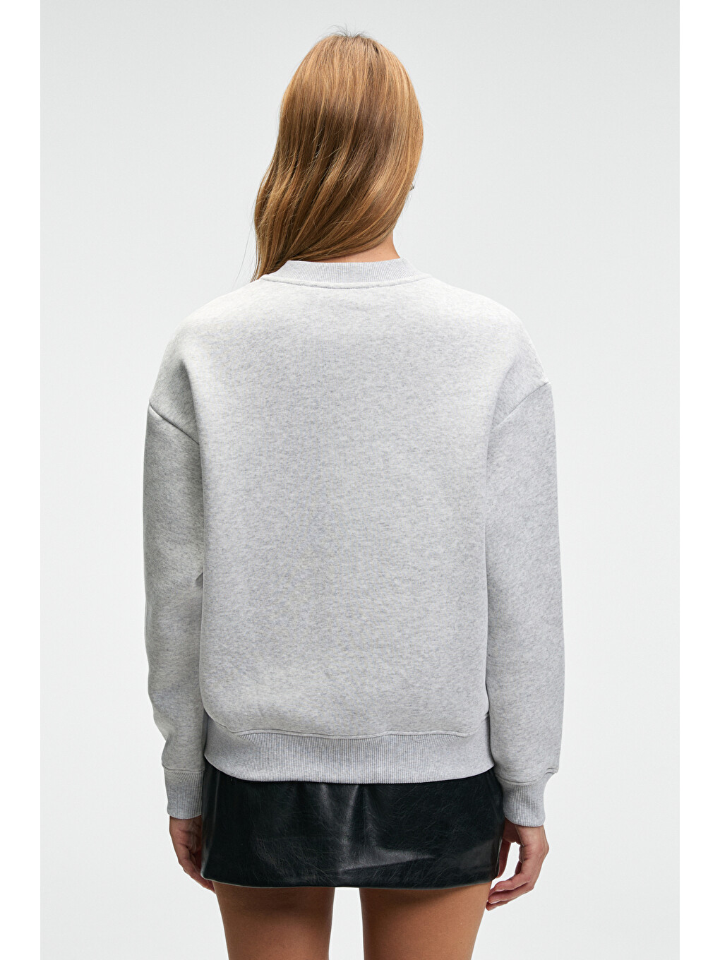 Arınel Kadın V Yaka Regular Fit Gri Melanj Sweatshirt-3