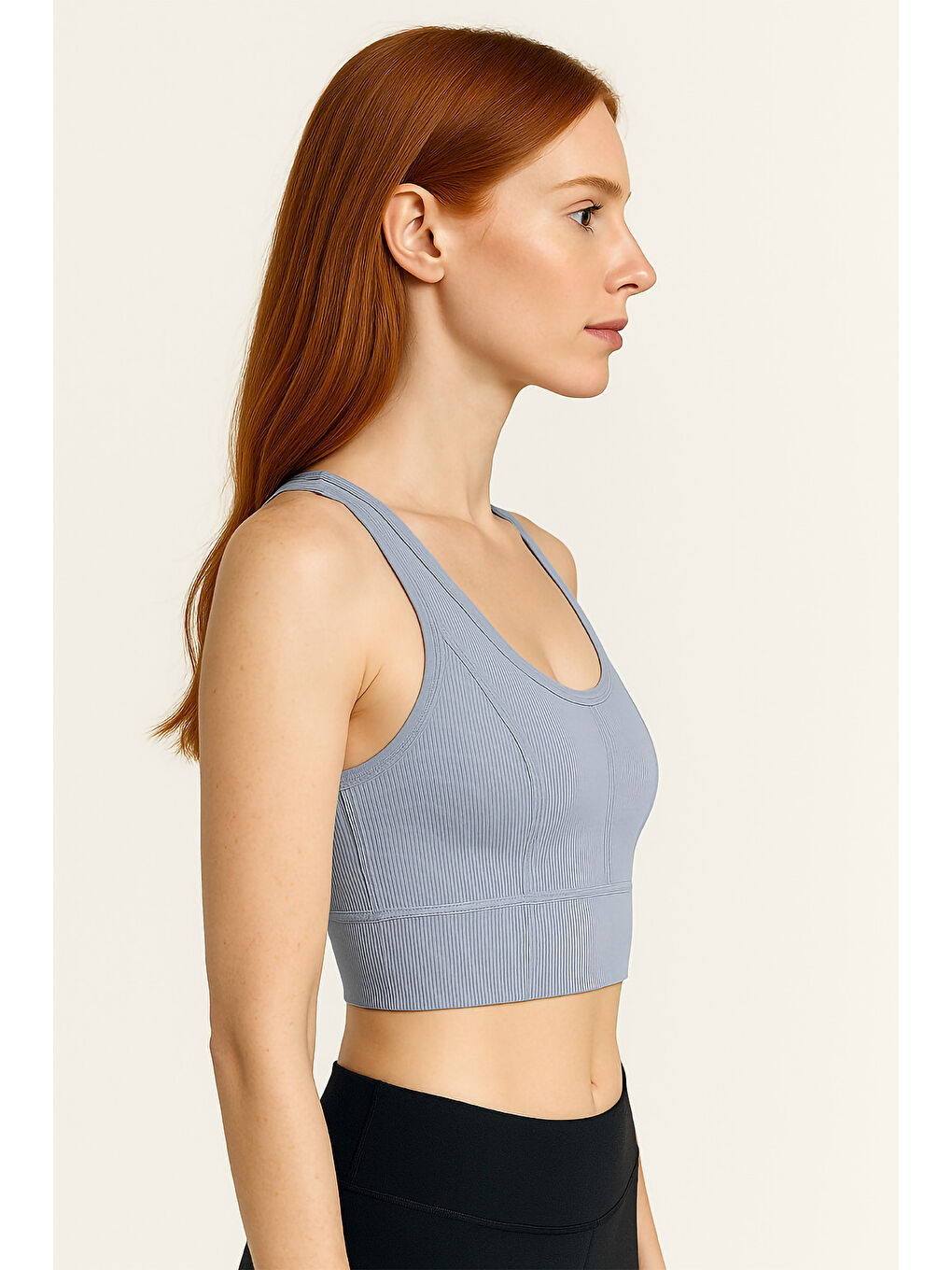 Mavi Kalın Askılı Toparlayıcı Ripli Spor Büstiyer-1