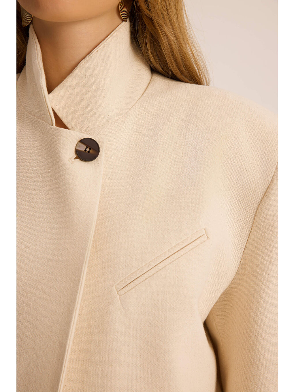 Lagoon Dik Yaka Bej Blazer-5