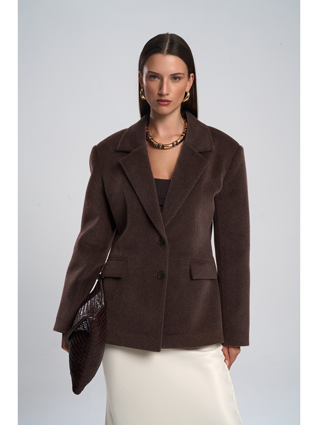 Kahverengi Kaela Bel Oturmalı Kahve Blazer