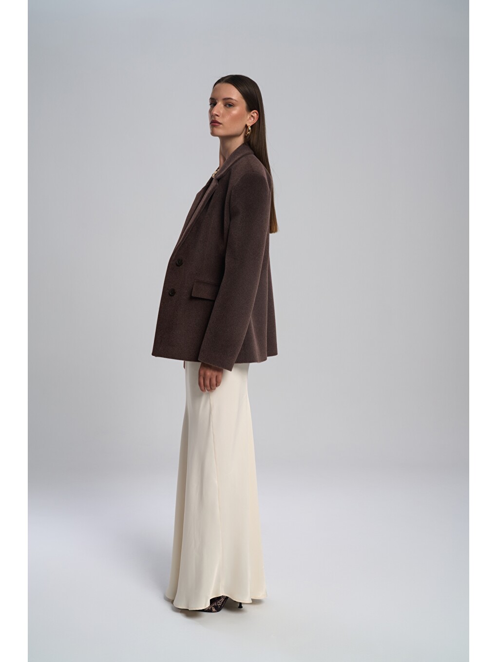 Kahverengi Kaela Bel Oturmalı Kahve Blazer-3