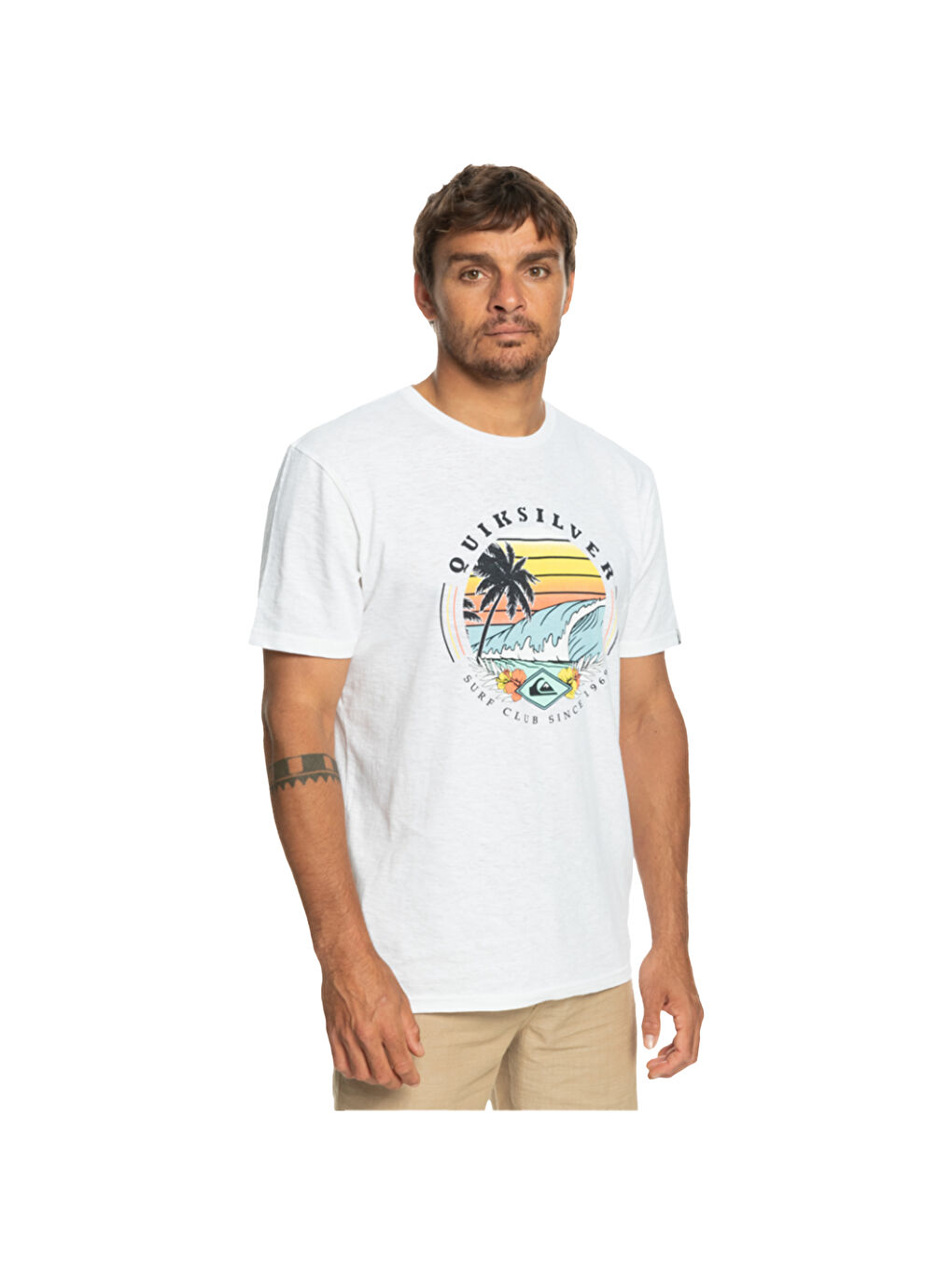 Beyaz Qssurfclubii Erkek Renkli Tişört-3
