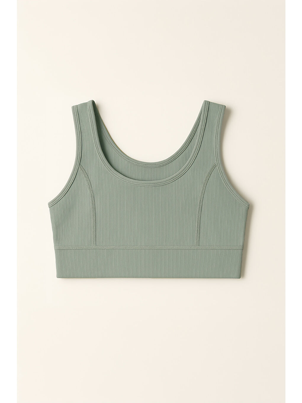 Yeşil Kalın Askılı Toparlayıcı Ripli Spor Büstiyer-2