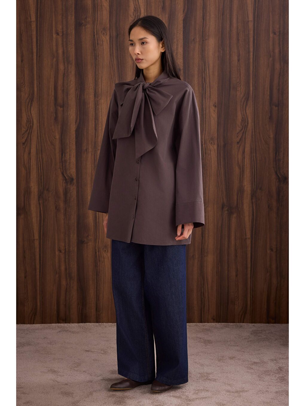 Kahverengi Fiyonk Detaylı Gömlek Acı Kahve-2