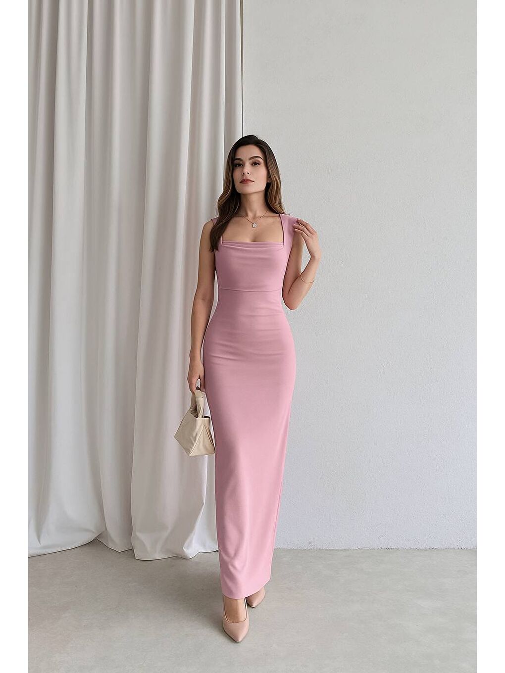 Pembe Kadın Maxi Elbise