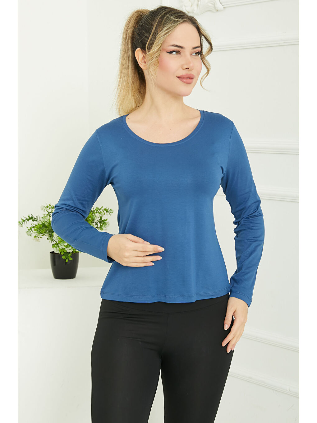 İndigo Oval Yaka Badi Indigo - 26828-3