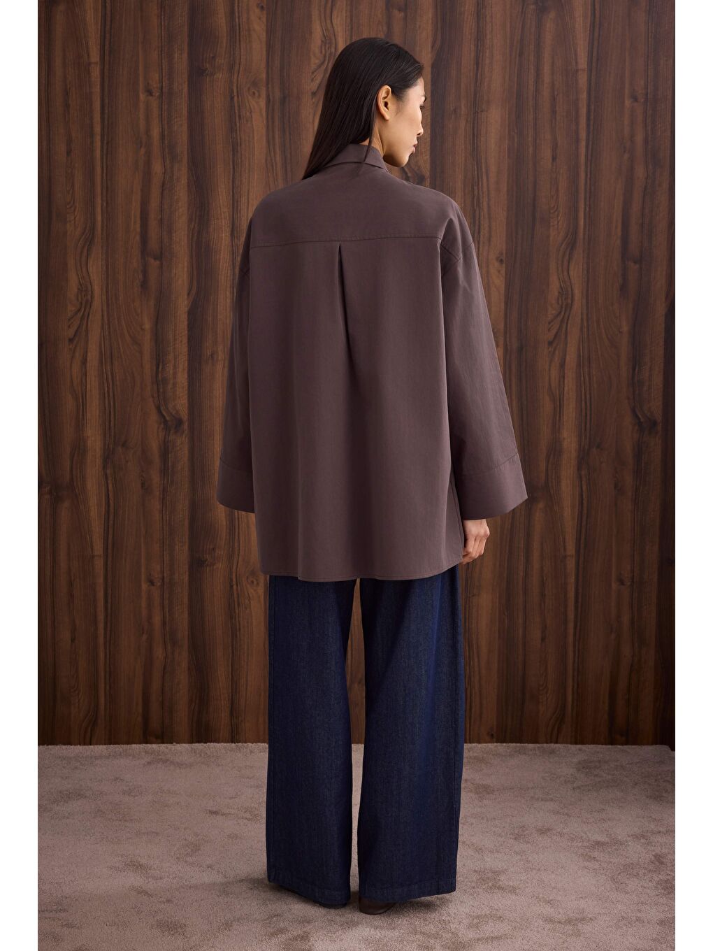 Kahverengi Fiyonk Detaylı Gömlek Acı Kahve-4