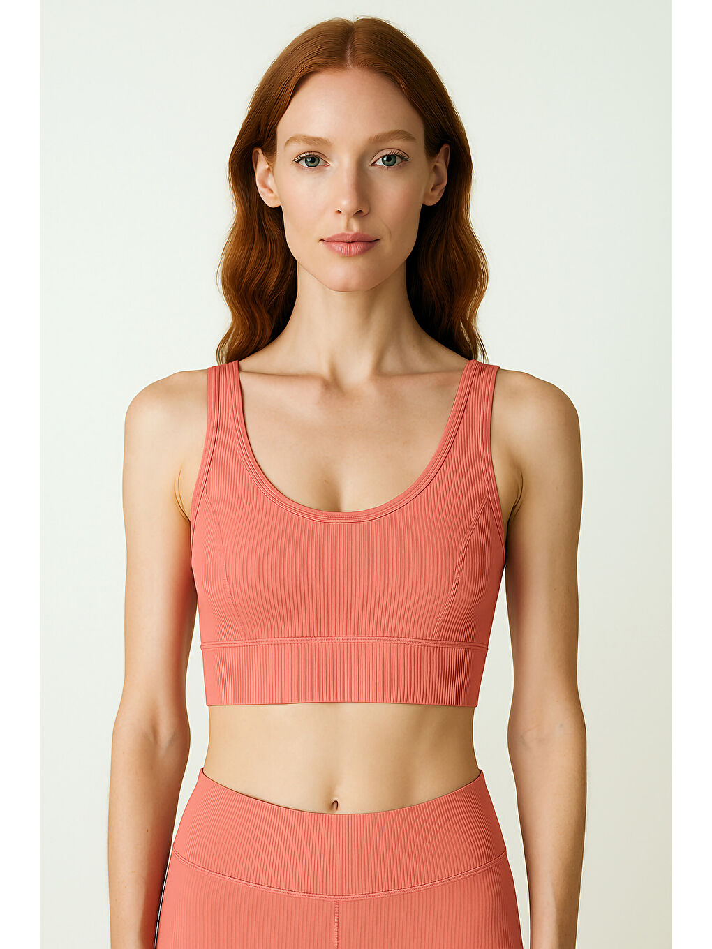 Turuncu Kalın Askılı Toparlayıcı Ripli Spor Büstiyer