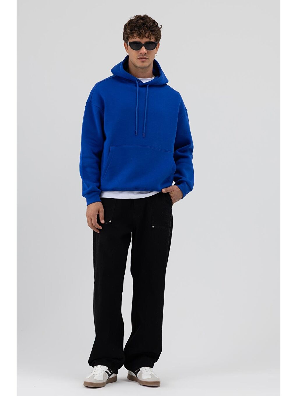 Mavi Basic Oversize Kapüşonlu Sweatshirt Saks