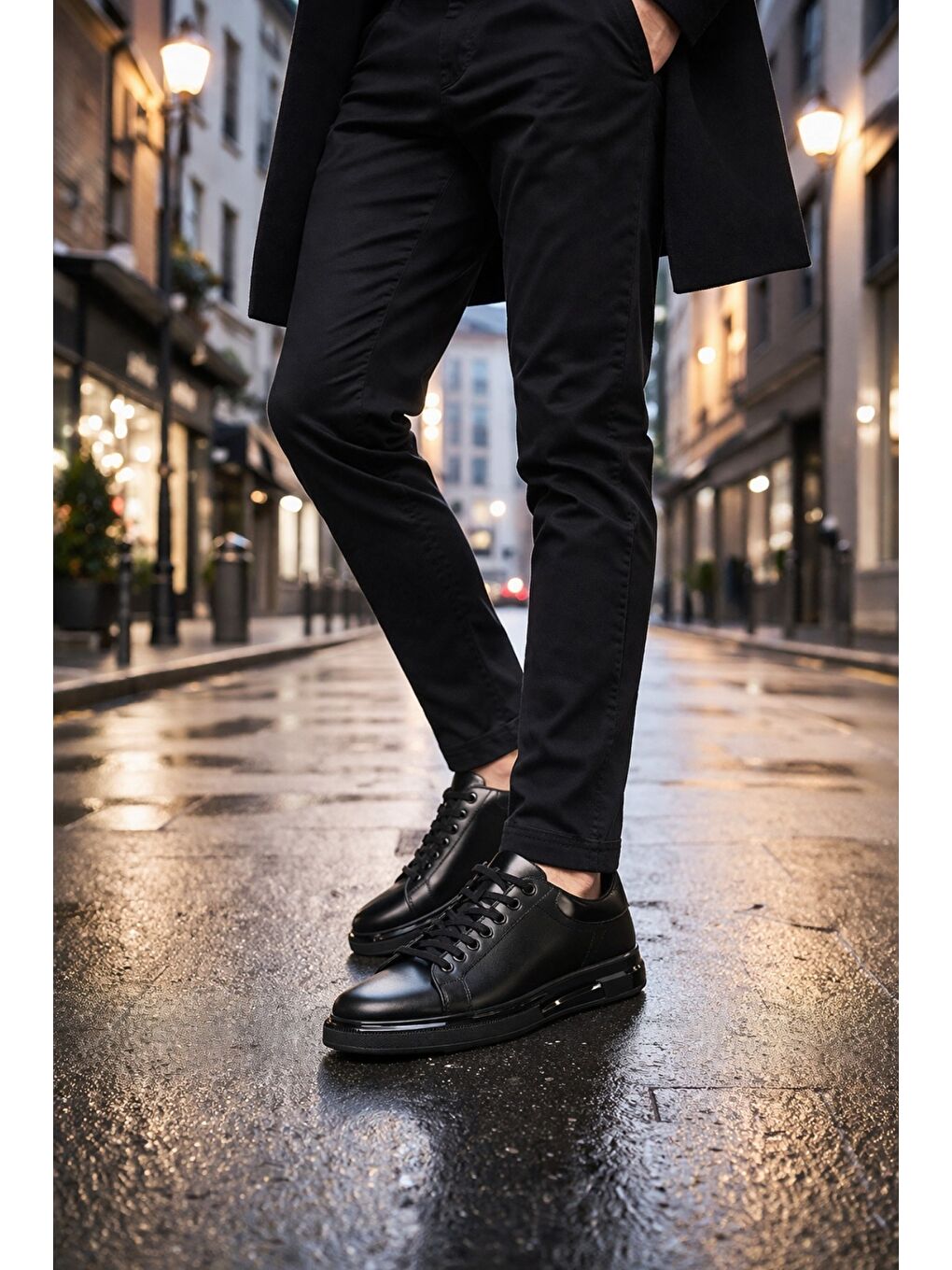 Siyah HUDSON Hakiki Deri Erkek Kalın Taban Bağcıklı Günlük Casual Sneaker-7