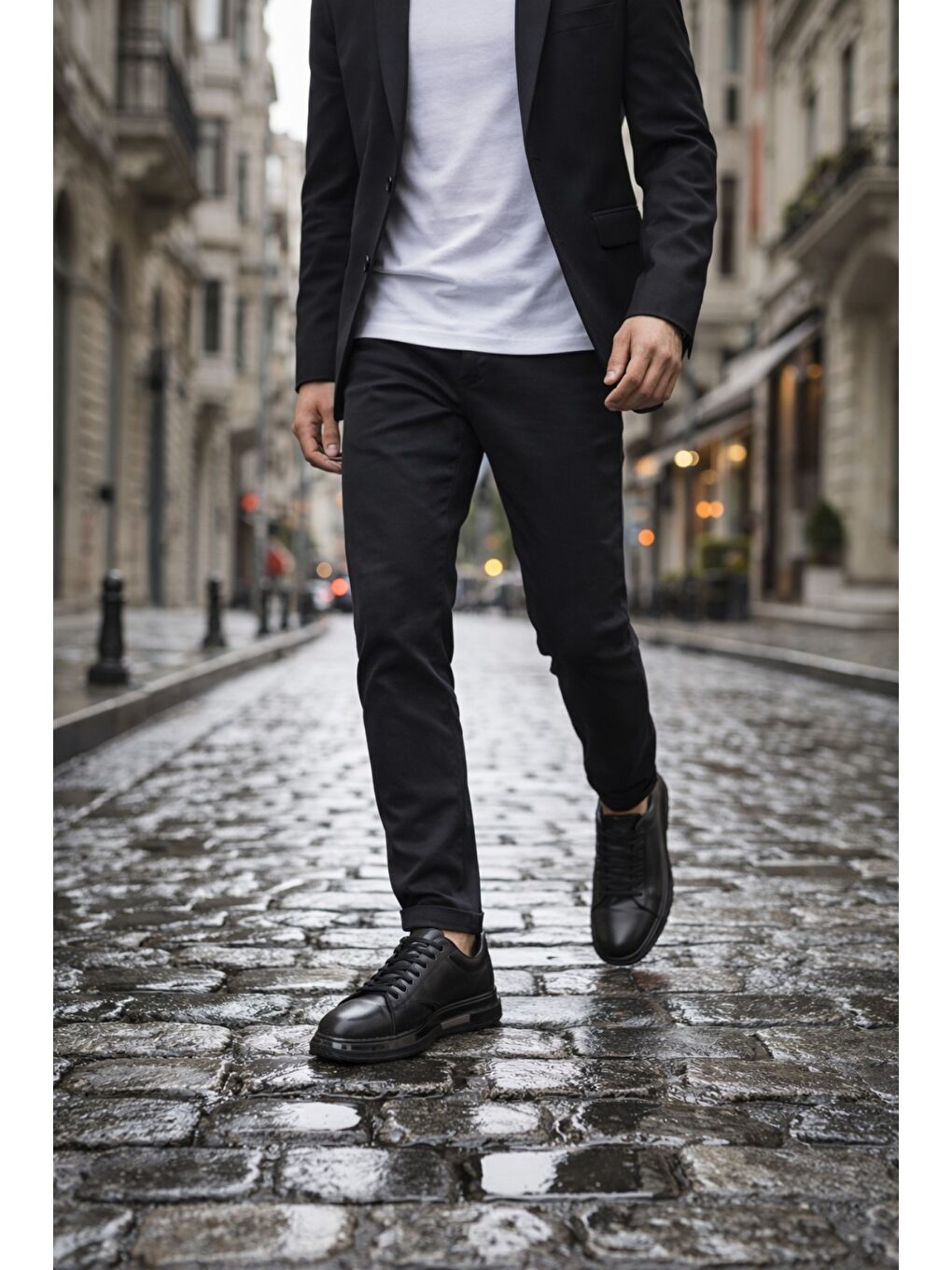 Siyah HUDSON Hakiki Deri Erkek Kalın Taban Bağcıklı Günlük Casual Sneaker-8