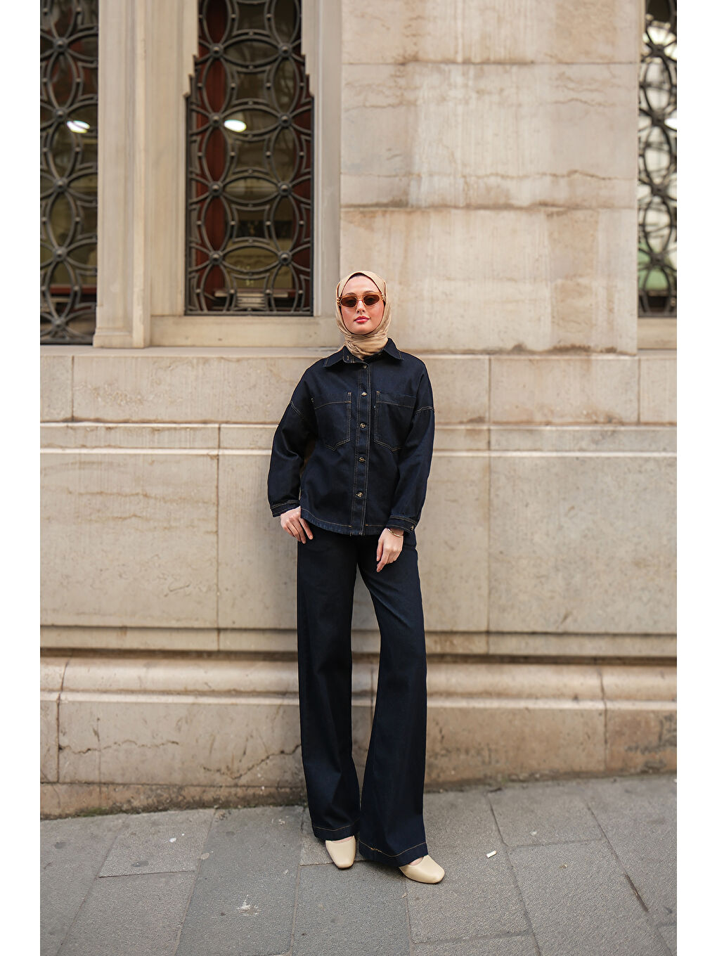 Kadın Cep Detay Jean Takım Koyu Mavi-1