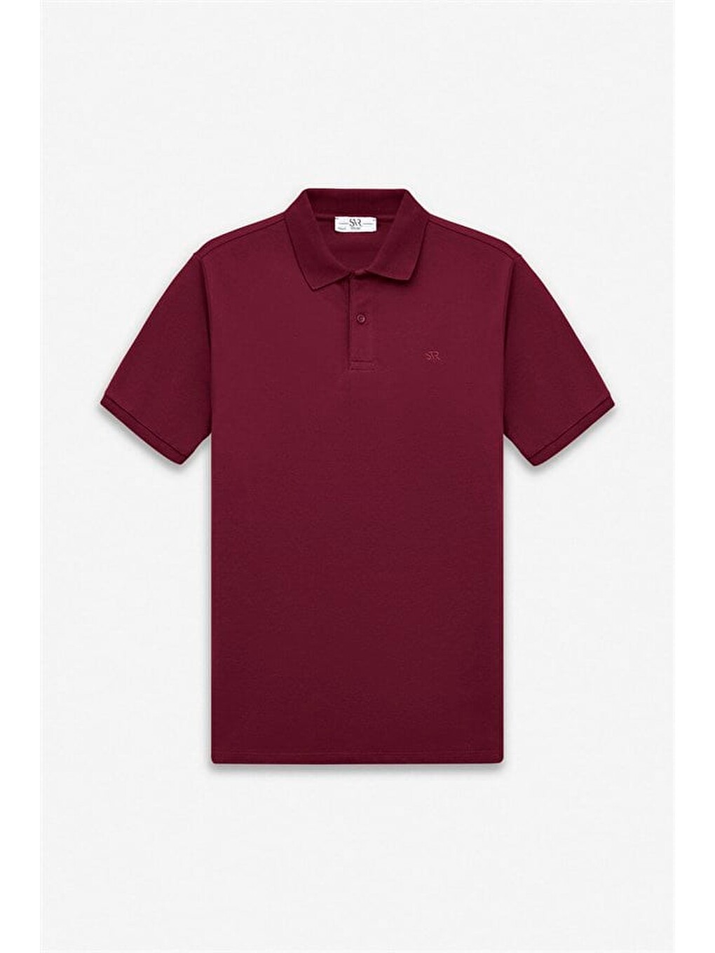 Koyu Bordo Slim Düz Nakışlı Pike Düğmeli Polo Yaka Tişört-5