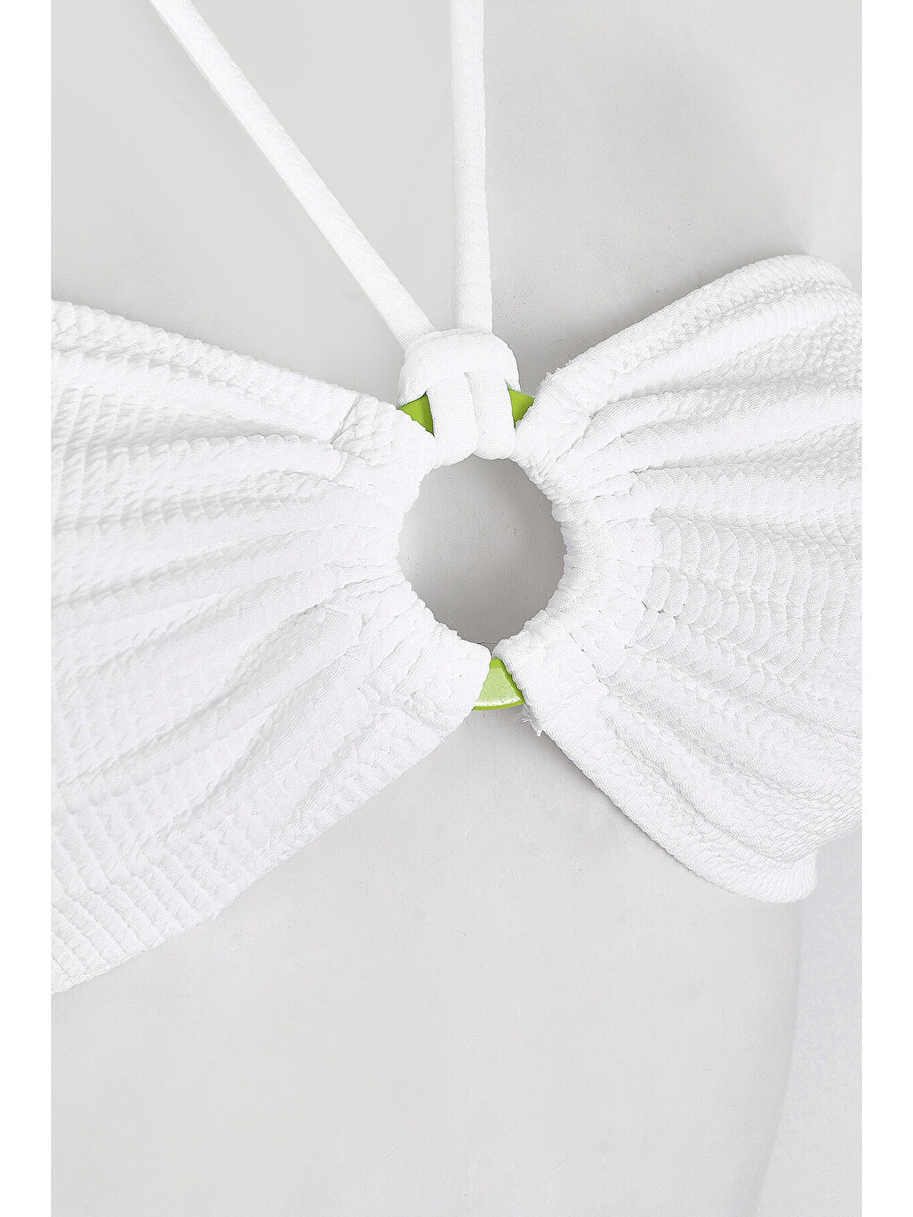 Beyaz Square Wick Straplez Tek Üst Bikini-1